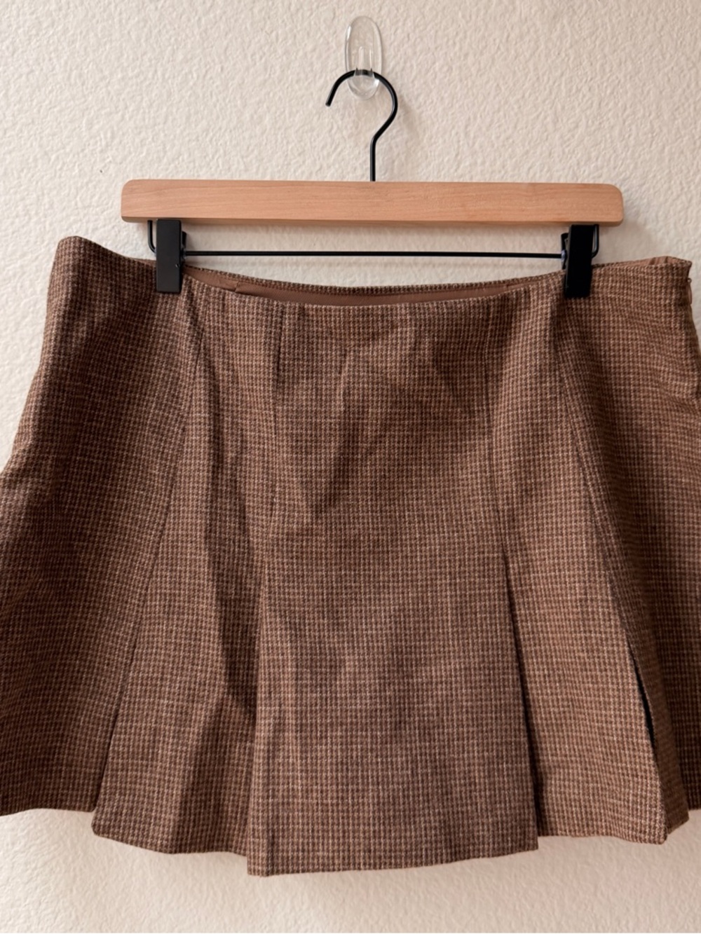 ASTR The Label Brown Pleated Skort XL Houndstooth Preppy‎ Spring Dark Academia